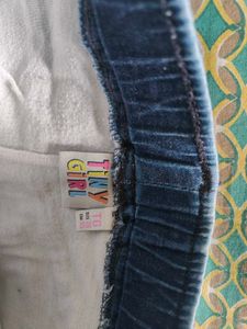 Blue Denim Frayed Skorts