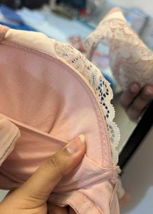 Lace Trimmed Pink Bra