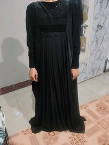 Elegant Black &amp; Gold Embellished Gown