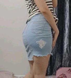 Denim+Short Skirt