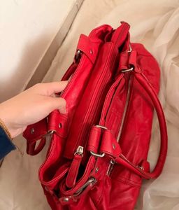Chic Red Leather Handbag