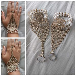 2 Bangle / Bracelet with Ring and Hand Chain