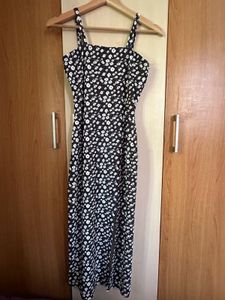 Black Floral Print Dress with High Slit