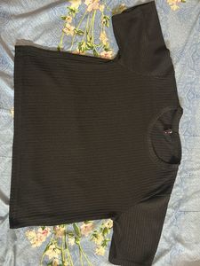 Black Ribbed T-Shirt