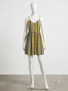 Striped Button-Front Mini Dress