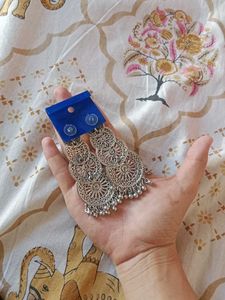 Oxidized Silver Jhumka Earrings