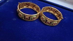 Exquisite Gold-Plated Bangles with Enamel Work