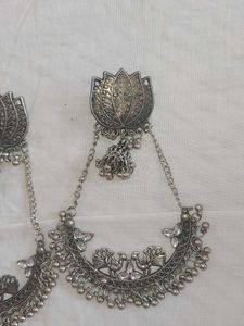 Oxidised Silver Jhumka Earrings