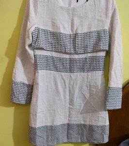 woolen Chic White Textured Dress