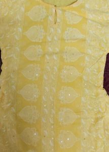 Yellow Kurta with White laggies