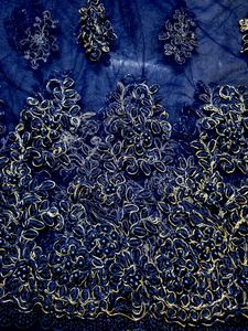 Navy Blue Embroidery Net Material