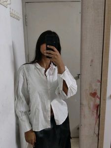 White Puffed Sleeves Shirt