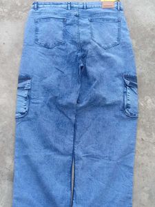 Men's Blue Wash Cargo Jeans