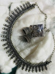 Oxidised Silver Choker Set