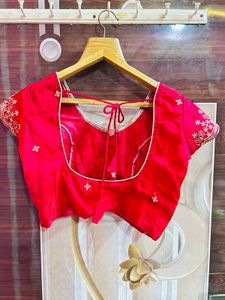 Blue Saree with Pink Embroidered Blouse