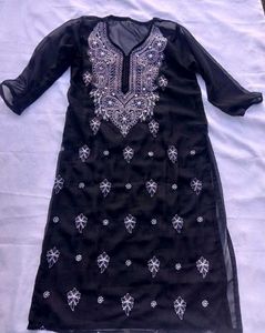 Elegant Black Chikankari Kurta