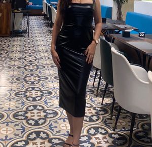 Newme Black Leather Bodycon Dress