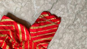 Red &amp; Gold Striped Blouse