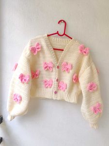 Crochet Cardigan with Bows