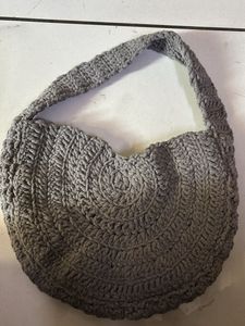 Gray Crochet Shoulder Bag