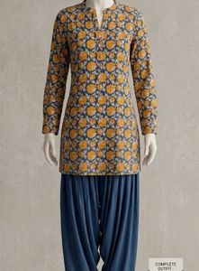 Blue Floral Print Kurta Sabhayata