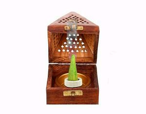 Pyramid Shape Wooden Incense Box