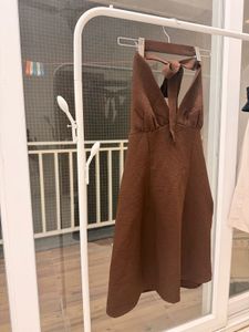 Brown Halter Neck Dress