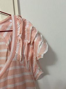 Striped Ruffle Sleeve Top