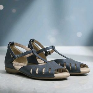 Navy Blue Glitter Flats