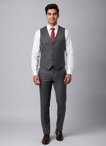 3 piece Suit set Sharp Charcoal Vest , pant and Ti