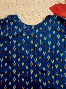 Blue Ikkat Print Kurta