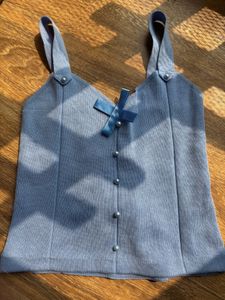 Cute Blue couquette tank Top (stretchable)