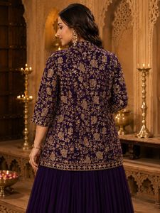 XL Purple Embroidered Lehenga Set