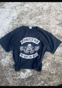 Black T-Shirt with Skull and Wings Graphic