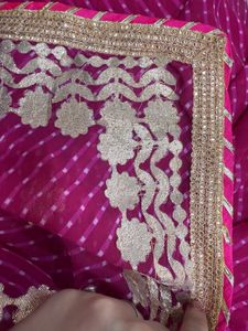 Elegant Pink gota pati saree with stitch blouse