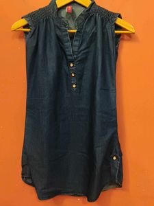 Sleeveless Denim Tunic Top