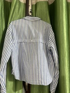 Blue &amp; White Striped Button-Up Top