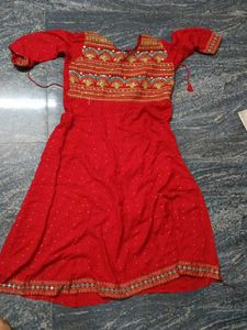 Vibrant Red Embroidered Kurti