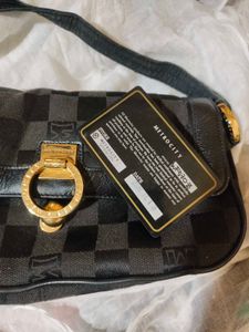 metrocity Vintage Chic Black Monogram Hobo Bag