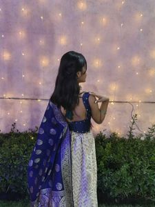 Beautiful Blue &amp; Cream Lehenga Choli