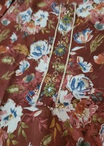 Floral Print Kurta with Embellishments