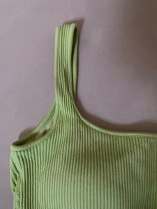 Lime Green Ribbed Sports Bra