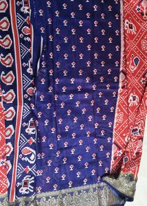 Red Printed Saree with Blouse