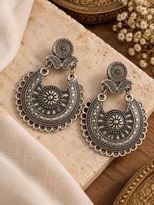 Oxidized Silver Jhumka Earrings