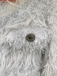 Fuzzy Grey Cropped Jacket