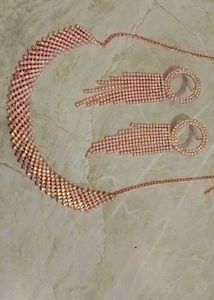 Sparkling Rhinestone Necklace & Earring Set