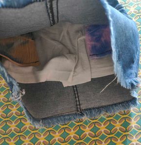Blue Denim Frayed Skorts