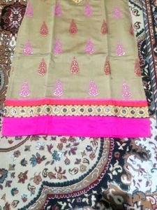 Elegant designer silk new suit set with Pink Embro