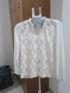 Max White Lace Detail Blouse