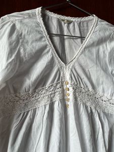 Bohemian White Lace cotton short kurti